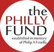 Logo for The Philly Fund: red and white circle with text
