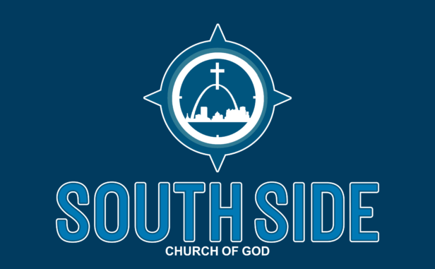 South Side Church of God logo: white compass-like design with a hill and cross over