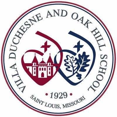 Villa Duchesne and Oak Hill School logo: two intertwined hearts with a castle and an oak leaf.
