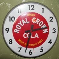 Wall clock with a Royal Crown Cola logo in the center