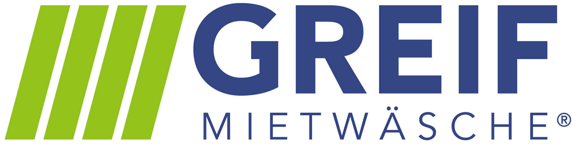 Ein blau-grünes Logo für Greif Mietwäsche