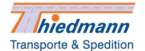 Ein blau-oranges Logo für Heidmann Transporte & Spedition