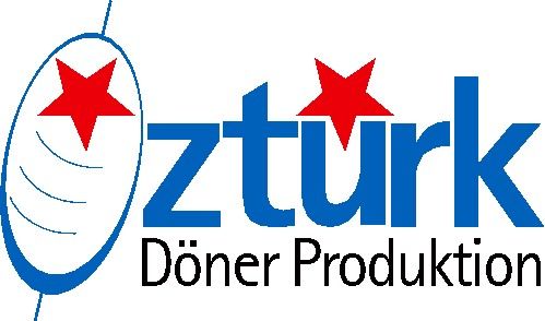 Ein blau-rotes Logo für Ozturk Döner Produktion