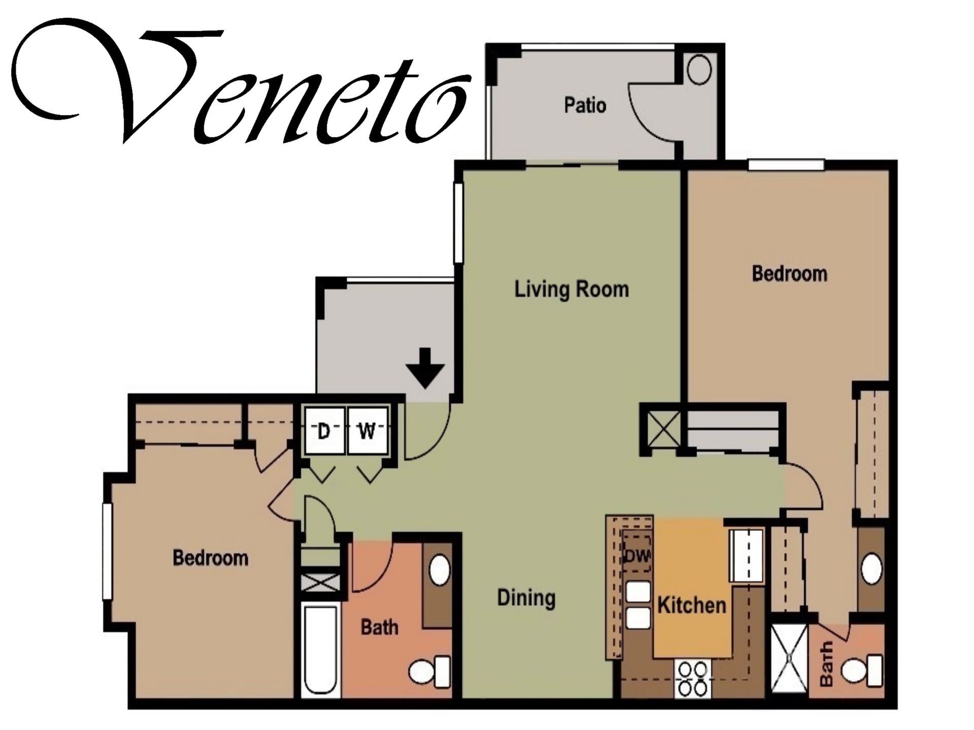 a floor plan of a 2 bedroom apt