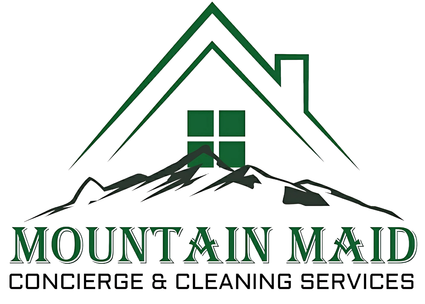 A logo for mountain maid concierge and cleaning services