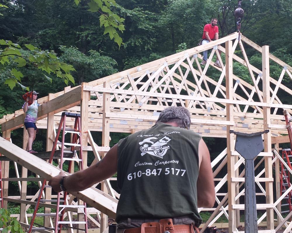 Workers Doing House Construction — Chalfont, PA — Lift Tech Crane and Rigging