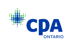 CPA Ontario logo with blue text and green-blue dotted emblem
