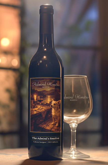 Wine bottle beside empty glass on a table, warmly lit in a cozy setting