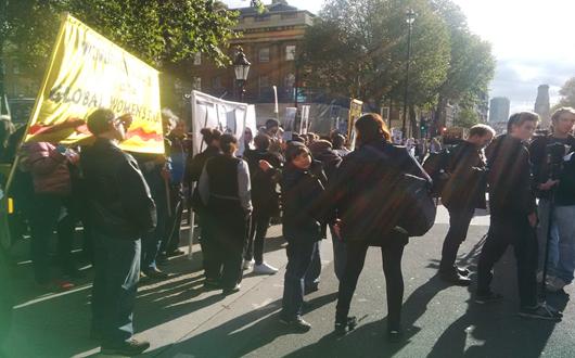 Families at central london demo