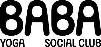 Logo pour « BABA YOGA SOCIAL CLUB » avec des lettres noires arrondies et en gras sur fond blanc.