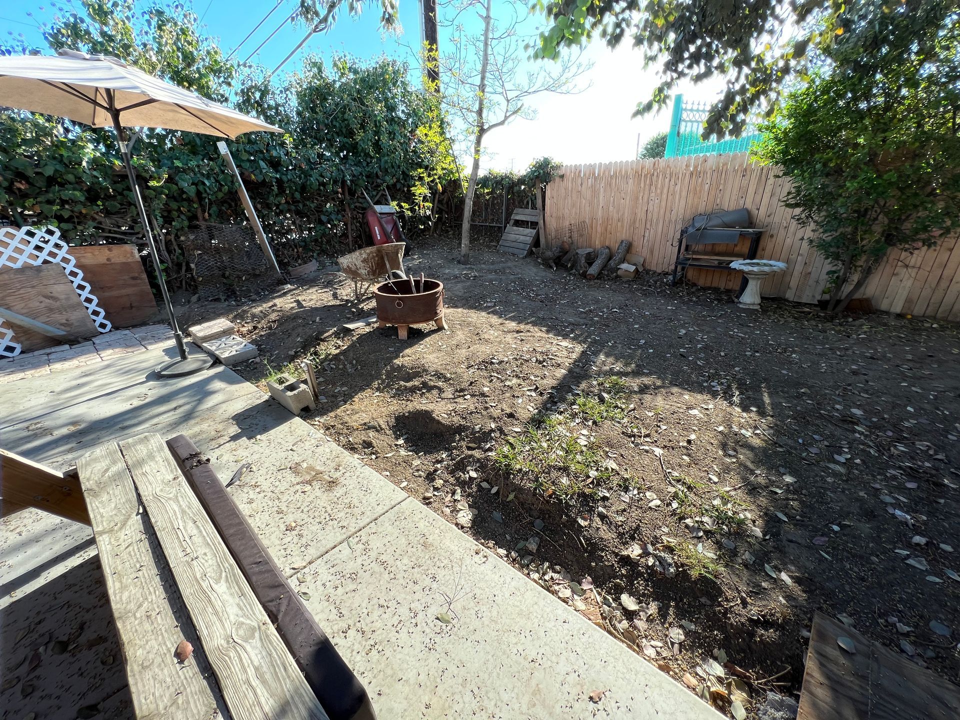 ugly back yard before artifical turf