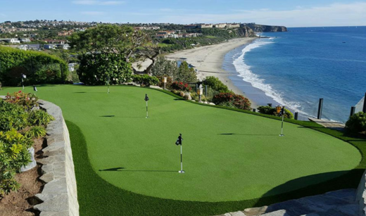 synthetic putting green overlooking ocean