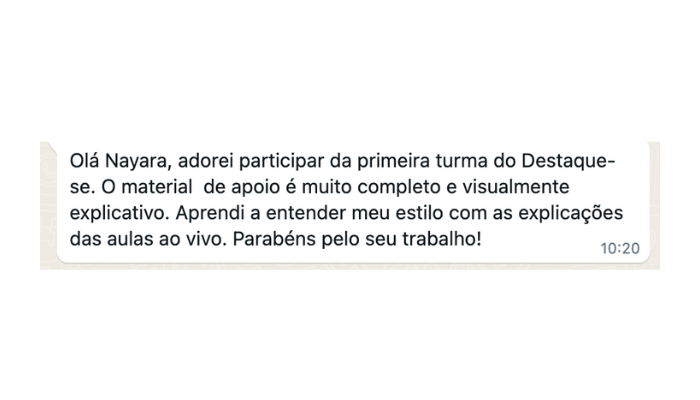 depoimento de mulher que participou do destaque
