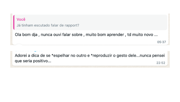 depoimento de mulher que participou do destaque muito feliz com o resultado