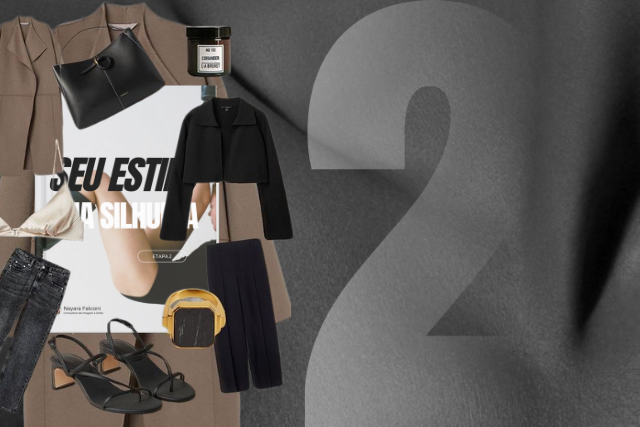 Uma colagem de roupas com o número 2 no canto