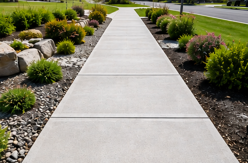 A new concrete sidewalk