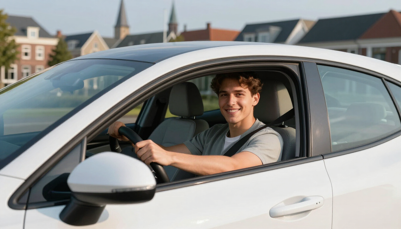 Zelfverzekerde leerling in lesauto