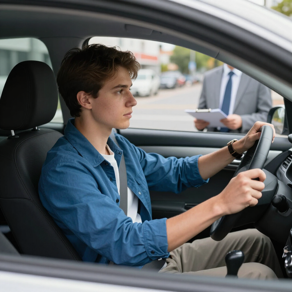 Rijschool auto in het centrum van Den Bosch