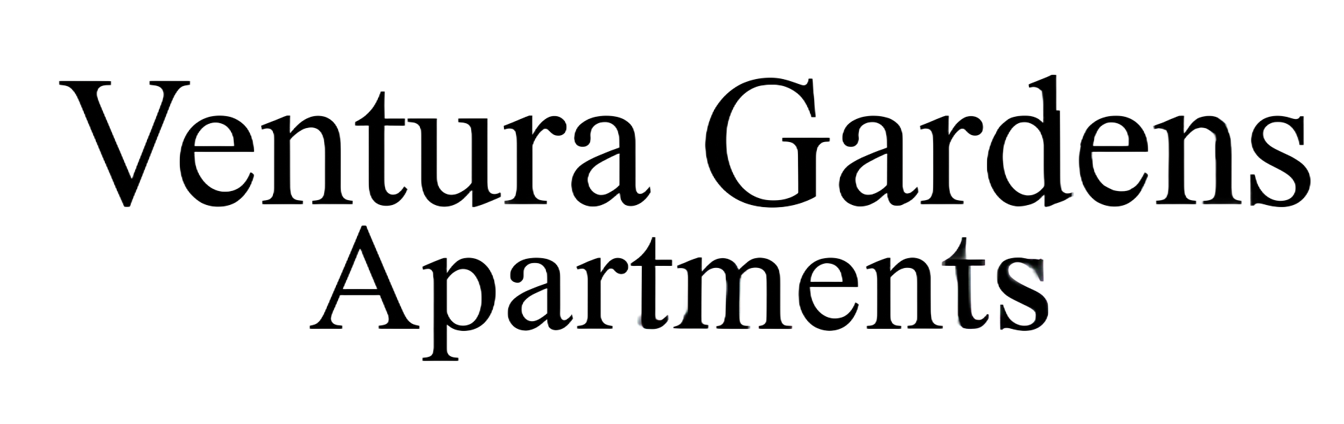 Ventura Gardens Apartments logo with black serif text on a white background