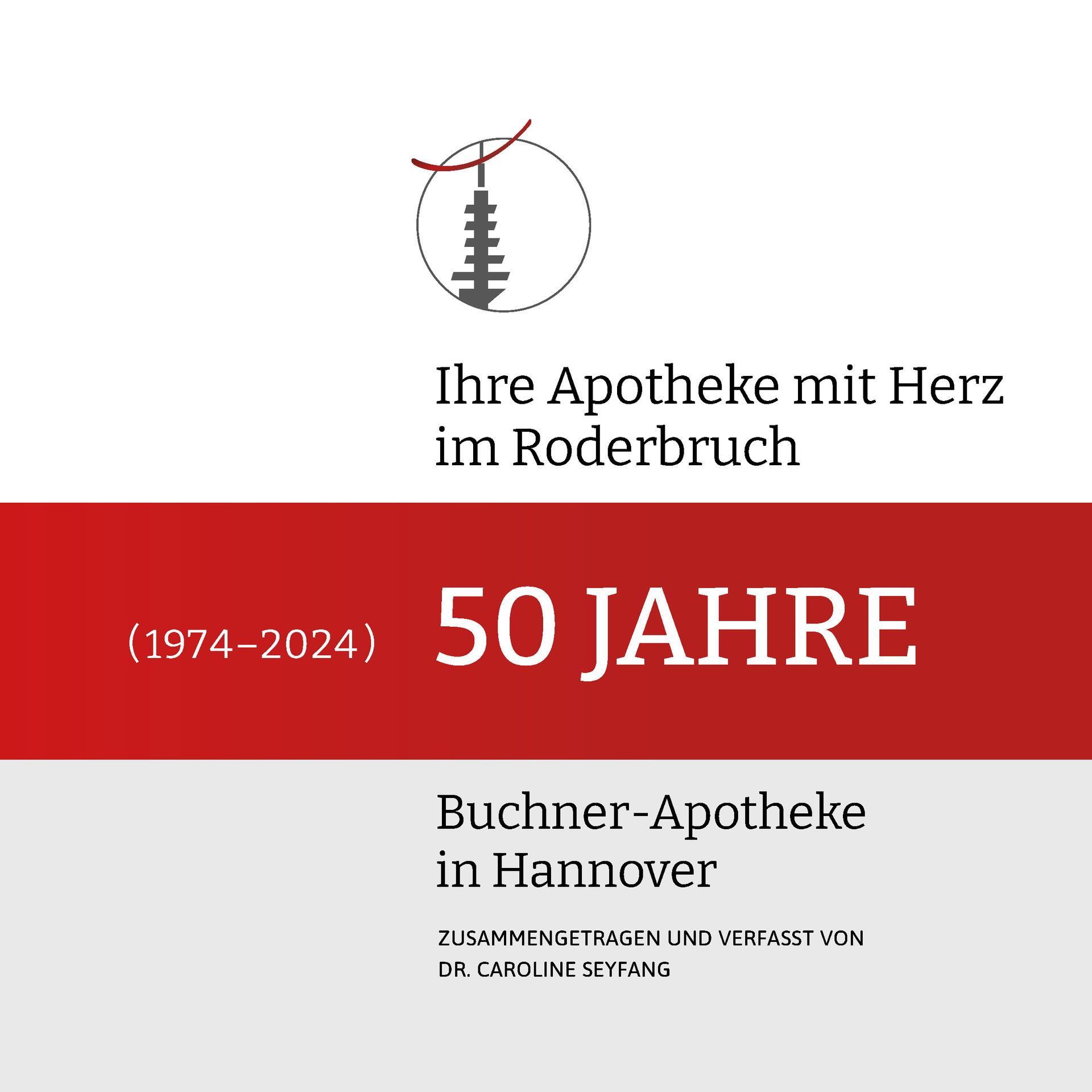 Ein rot-weißes Schild mit der Aufschrift „50 Jahre“