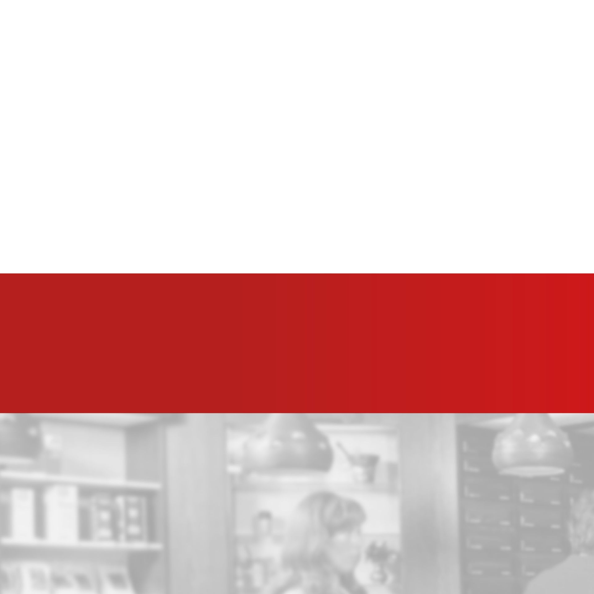 Ein rot-weiß gestreifter Hintergrund mit einem unscharfen Bild eines Geschäfts.