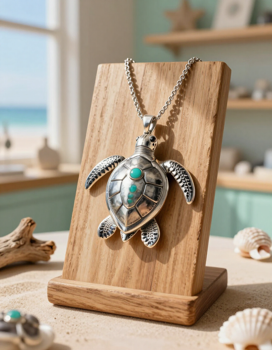 Sea turtle pendant necklace at Island Vibes jewelry boutique