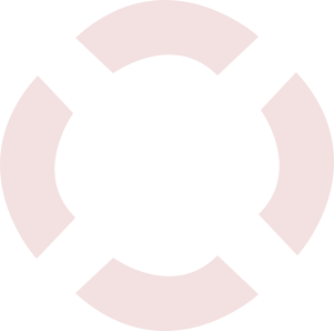 A pink life preserver with four circles around it on a white background.