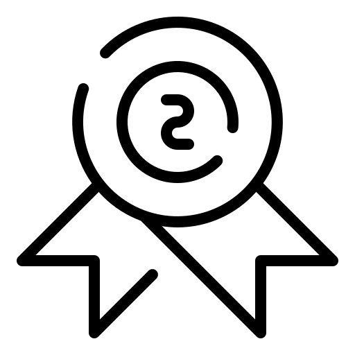 Medal with ribbon; number 