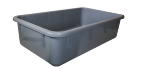 Contenedor de almacenamiento de plástico gris.