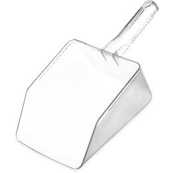 Cuchara para hielo de plástico transparente con mango.