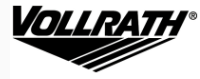 Logotipo de Vollrath en blanco y negro. El nombre aparece sobre una figura geométrica negra con líneas.
