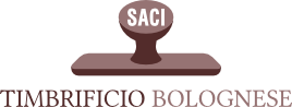 Logo del Timbrificio Bolognese: un'icona a forma di timbro in gomma marrone con la scritta