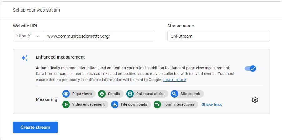 Google Analytics 4 Data Stream Name