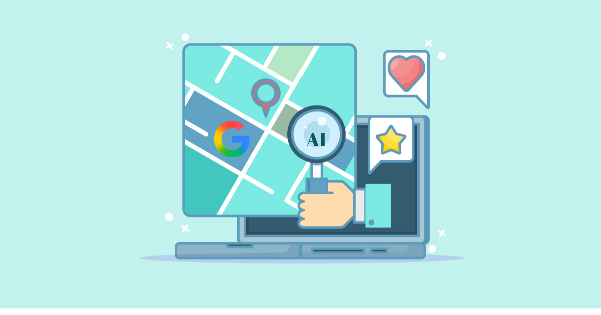 graphic showig a magnifying glass and map