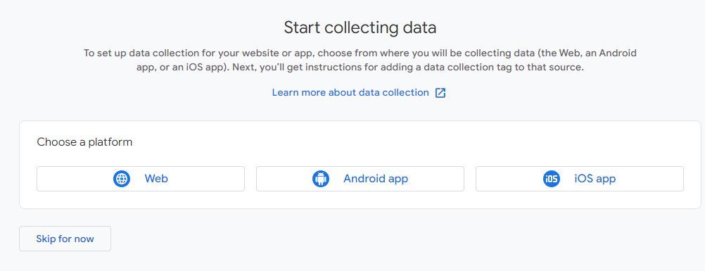 Google Analytics 4 Choose Platform