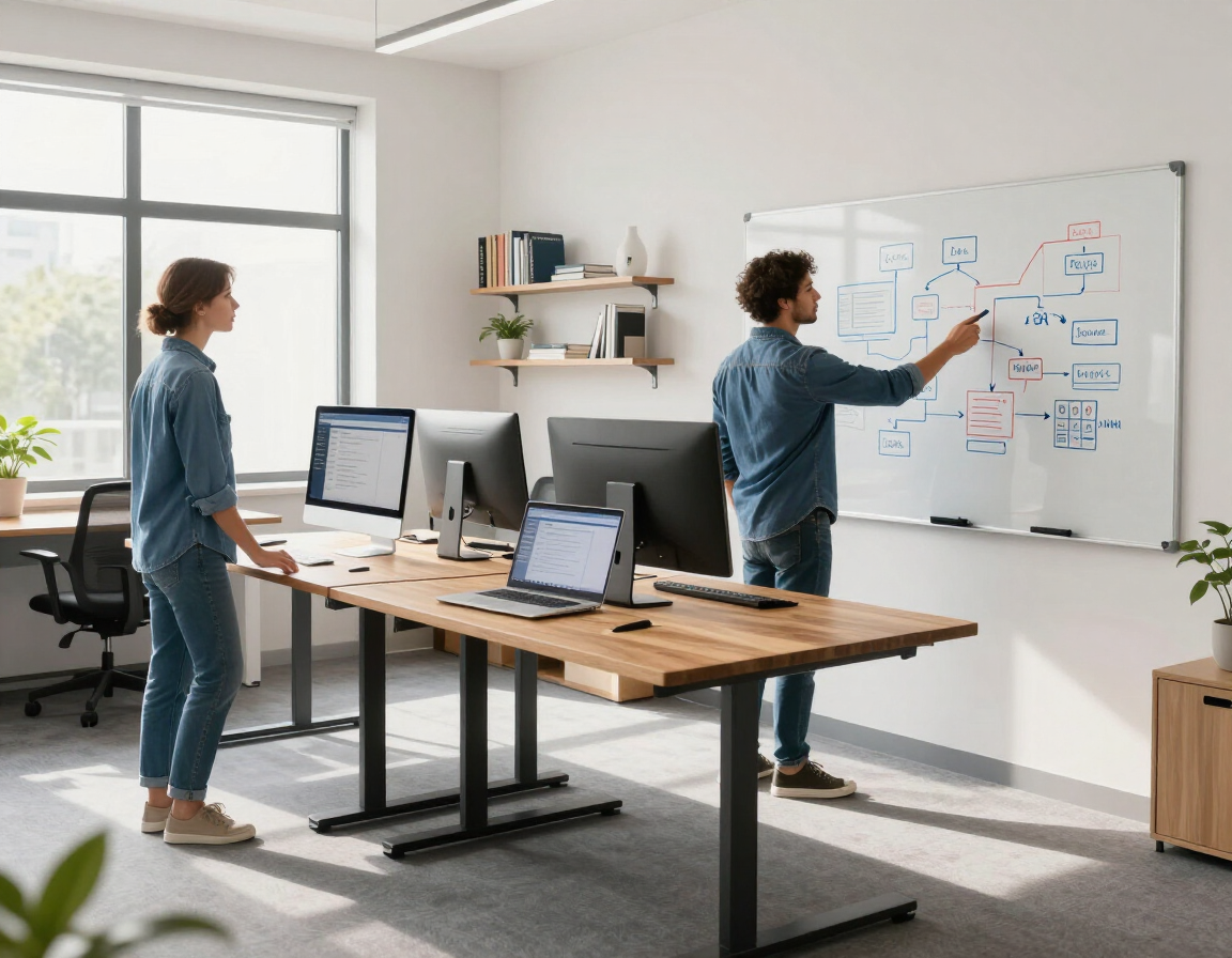 Startup team working in a modern office