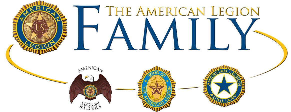 American Legion Family logo with a gold arc and seals of different colors.