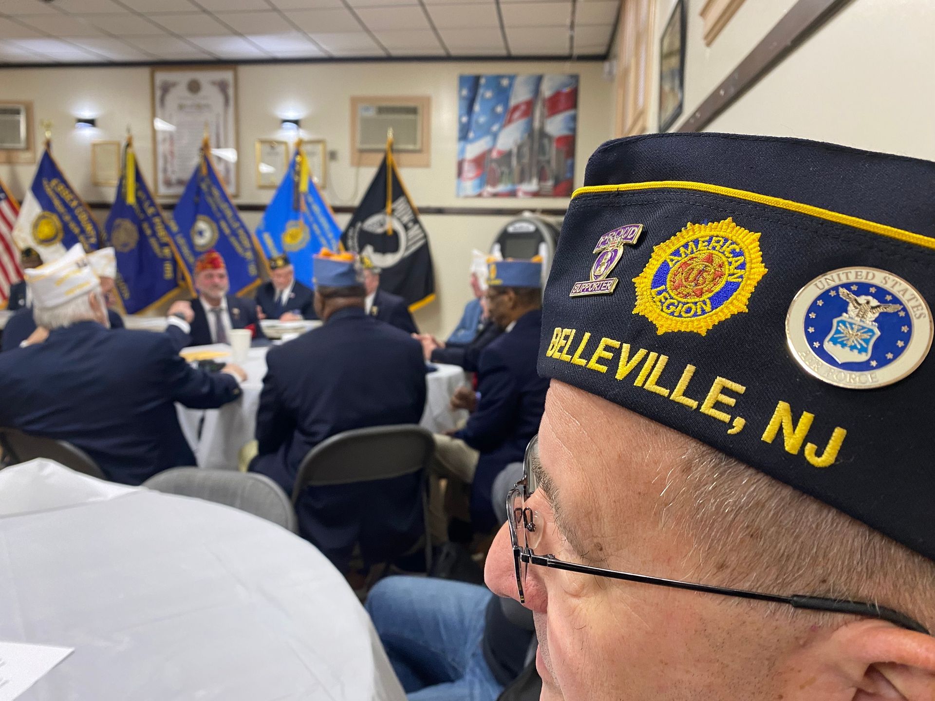 A veteran in uniform cap, 