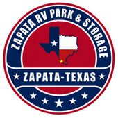 Logo for Stinson RV Park & Storage in Zapata, Texas, featuring the Texas state outline.