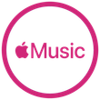 Apple Music logo in pink, centered inside a pink circular outline on a white background