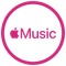 Apple Music logo in pink, centered inside a pink circular outline on a white background