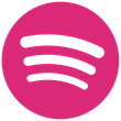 Spotify logo in a pink circle with three white curved lines