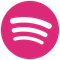 Spotify logo in a pink circle with three white curved lines