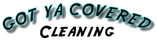 Stylized “GOT YA COVERED CLEANING” logo in teal and black text with a shadow effect