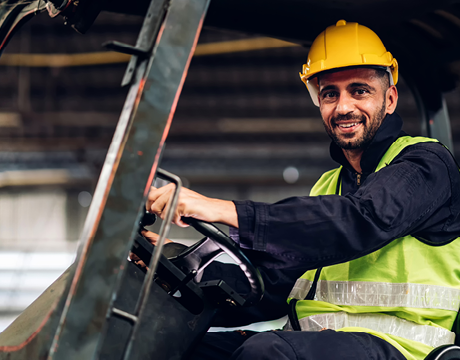 Smiling Hatrix Forklift Driver