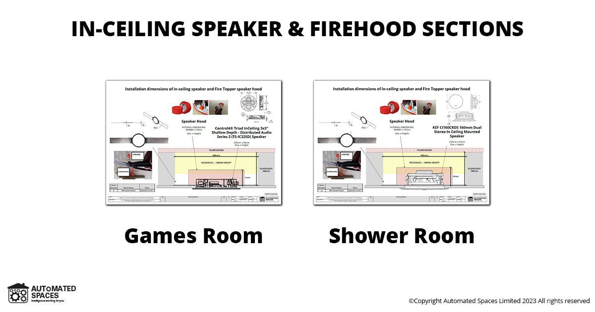 smart home documentation in-ceiling speaker and firehood sections