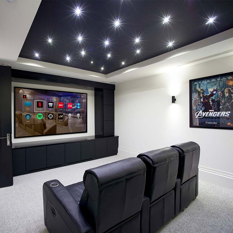 View inside a bespoke home cinema room