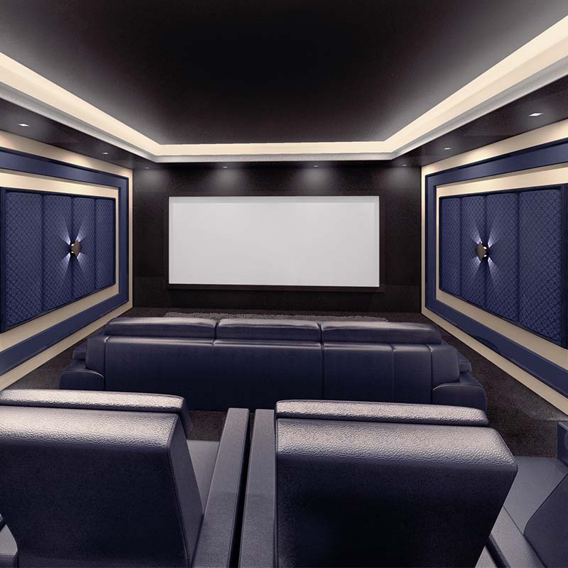View inside a bespoke home cinema room