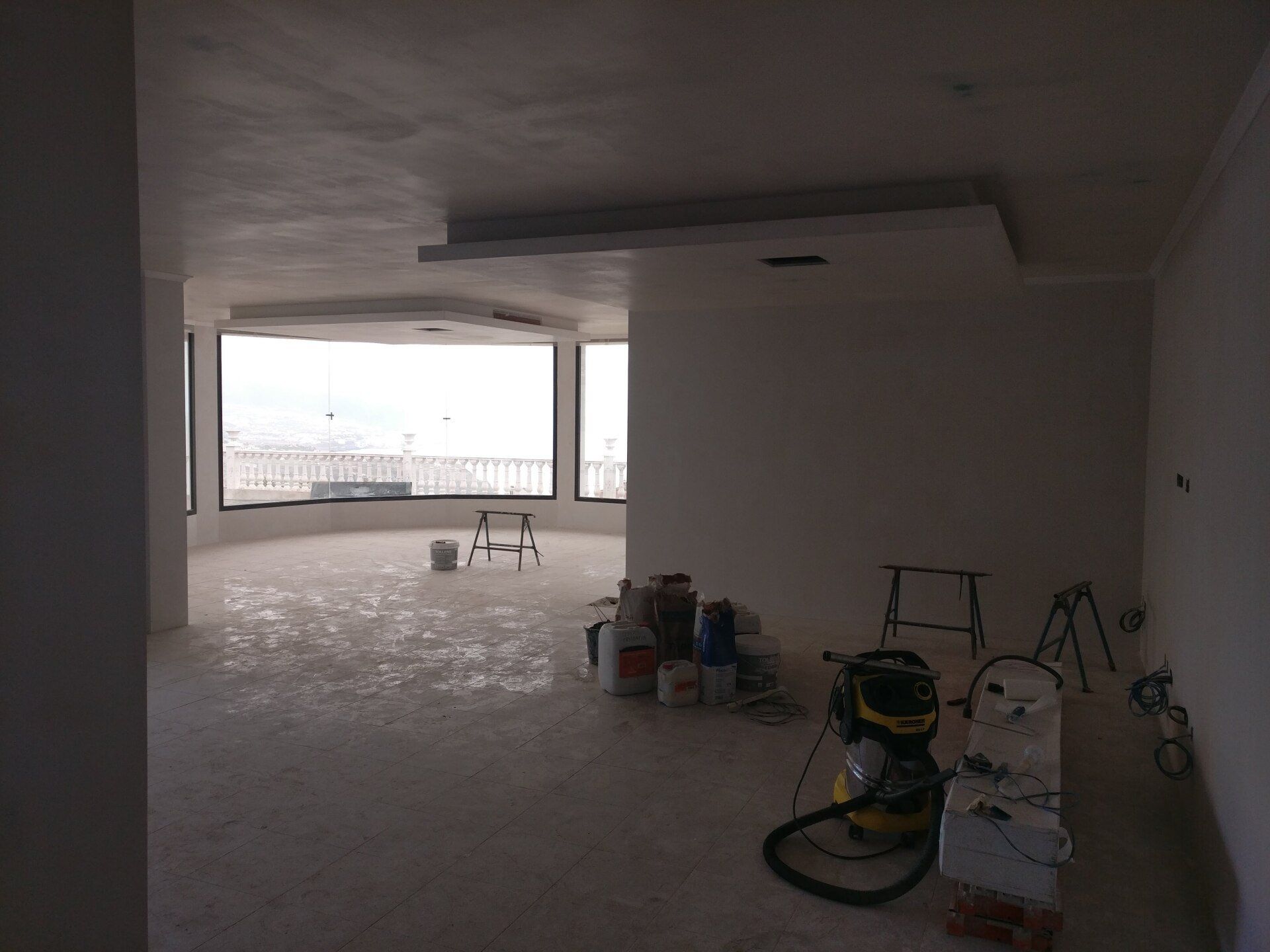 Photograph of drop ceilings in Sitting and TV area