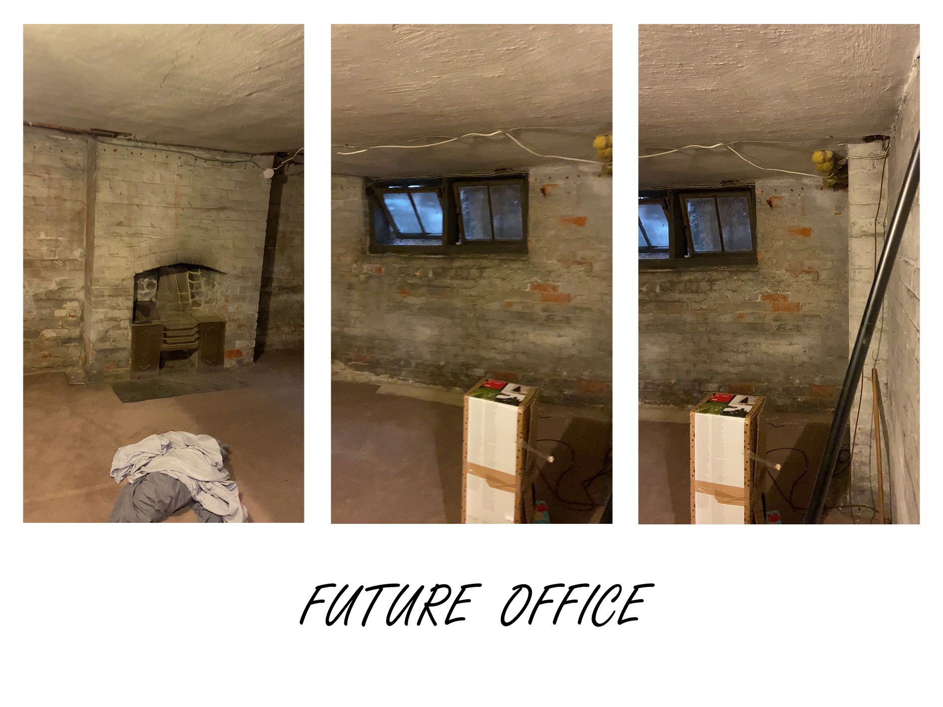 Photograph of a basement room prior to renovation